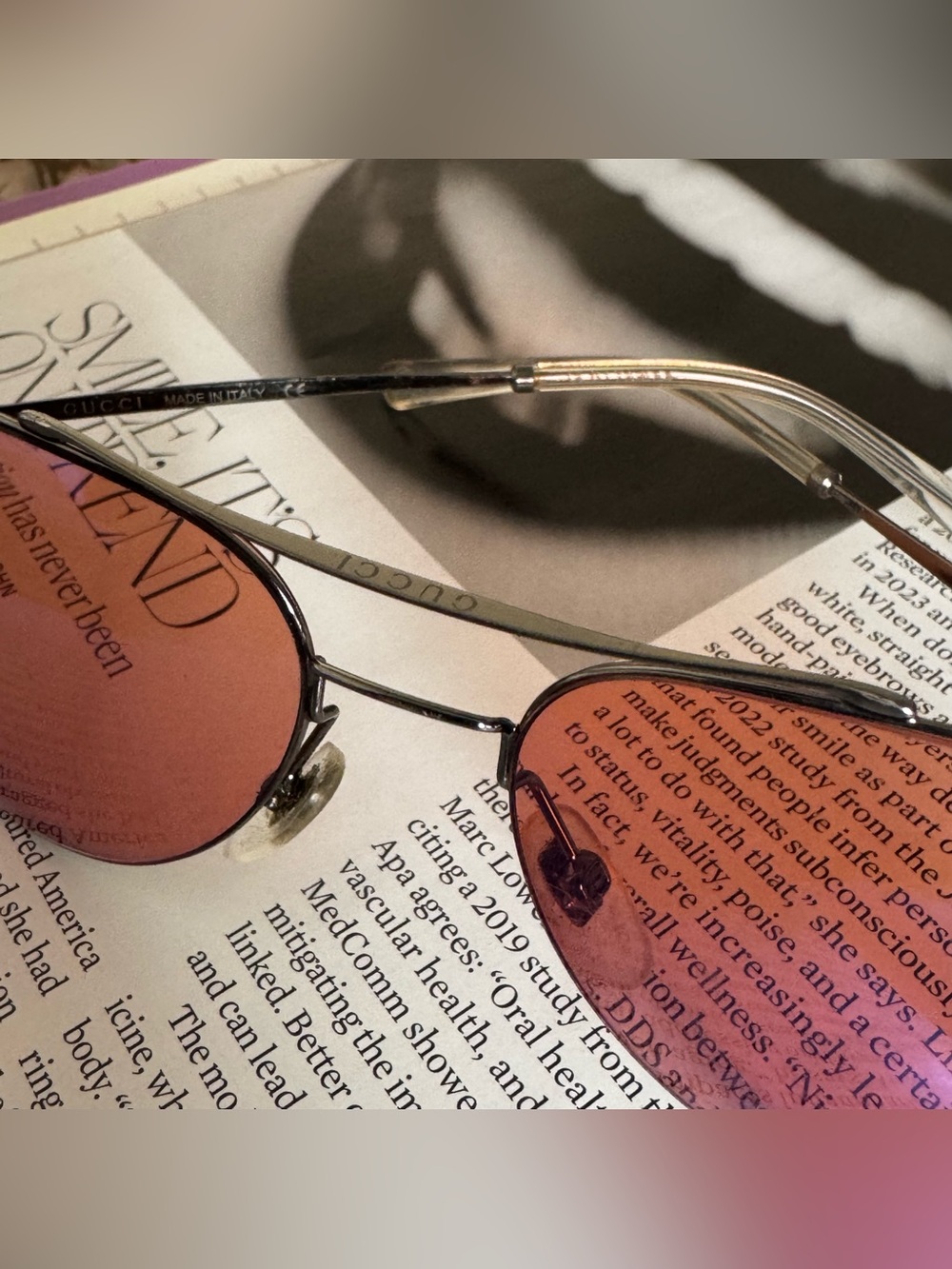 Gucci aviators w/ rose tinted lens